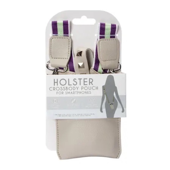 🤍NEW Holster Crossbody Pouch For Smartphones - Gray with Purple/Lime Strap - Picture 1 of 5
